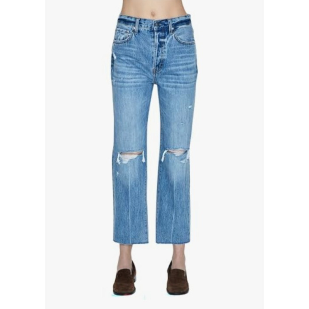 Pistola Cassie Distressed High Rise Straight Leg Jeans Women Size 30 Denim